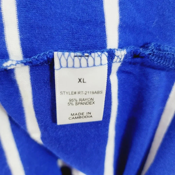 Zenana Premium Women's Striped Rolled Short Sleeve Top High-Low Hem Size XL - Picture 7 of 7